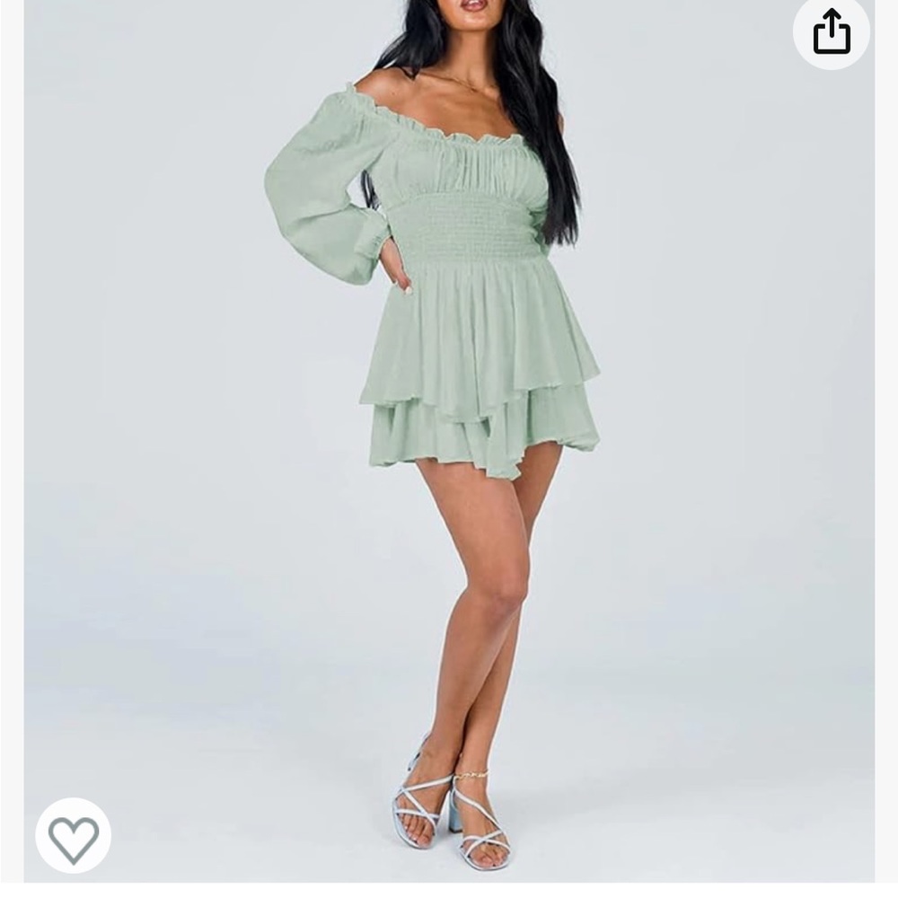 NEW* off the shoulder , light green romper - Picture 2 of 9